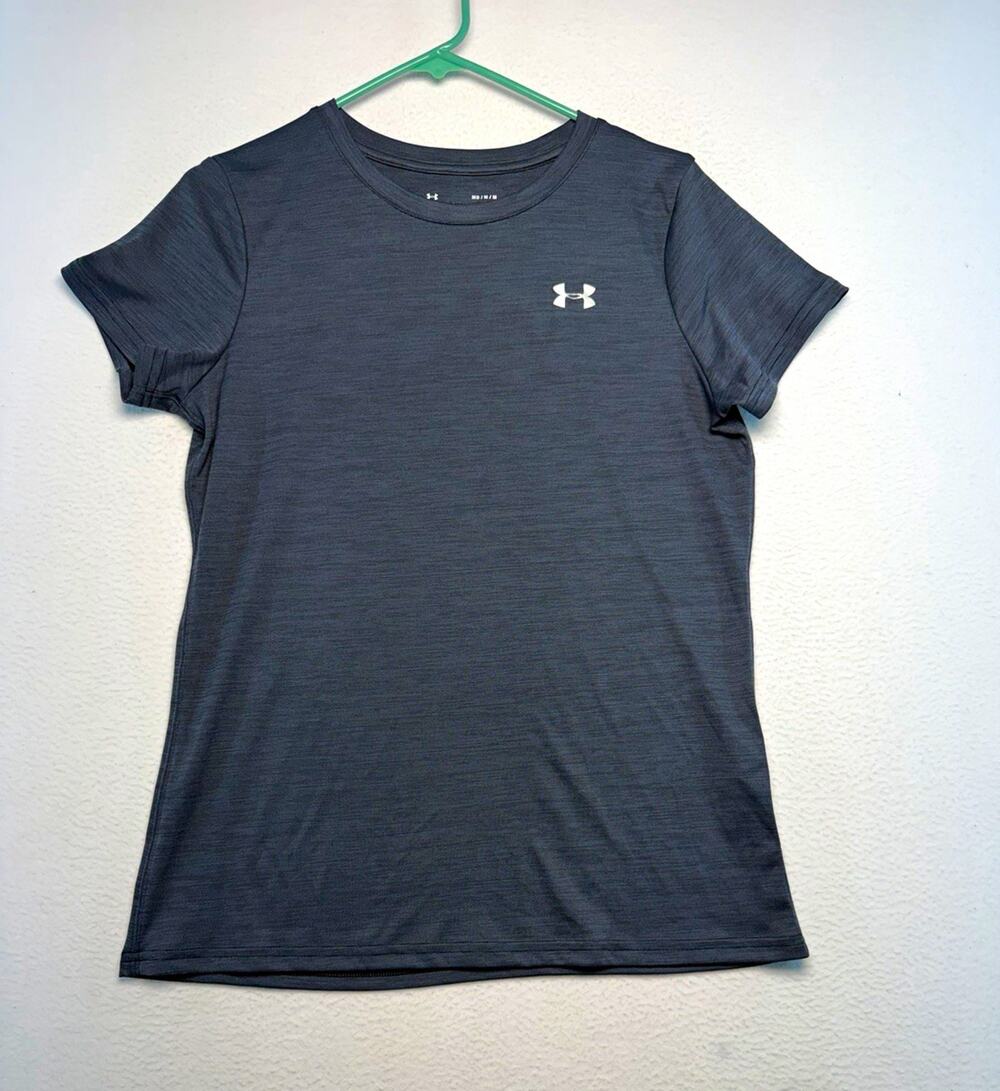 Under Armour HeatGear womens M Gray Moisture Wicking Loose Crew Neck Tee